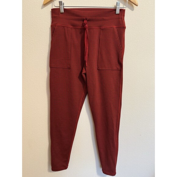 Offline By Aerie Pants Womens L Large Knit Red Houndstooth Pull On Ankle EUC - Picture 1 of 6